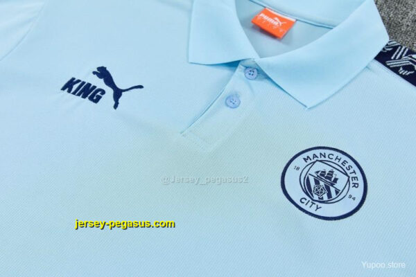 Manchester City Light Blue Polo Training Shirt + Long Pants Tracksuit