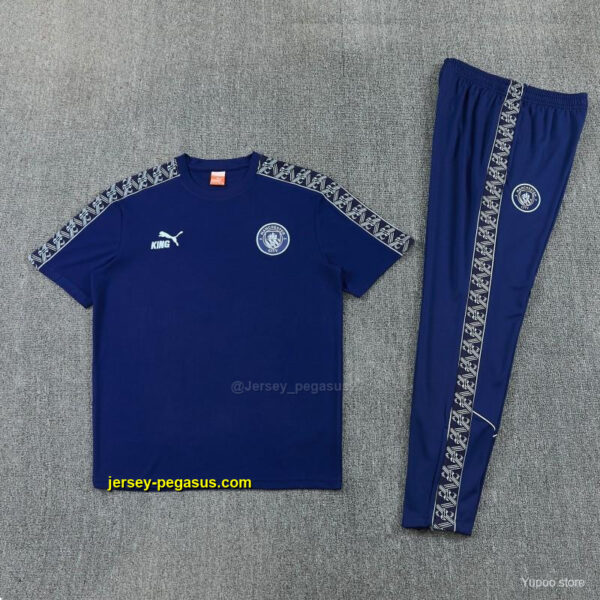 Manchester City Navy Blue Short Sleeve Tracksuit + Long Pants