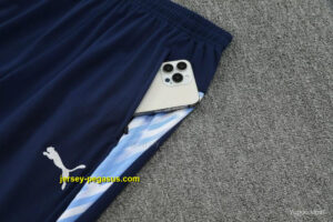 Manchester City White with Sky Blue Diagonal Stripes Half Zipper Jacket Tracksui