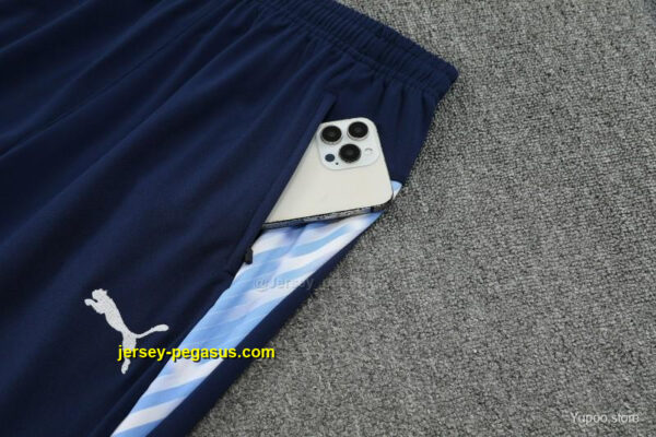 Manchester City White with Sky Blue Diagonal Stripes Half Zipper Jacket Tracksui