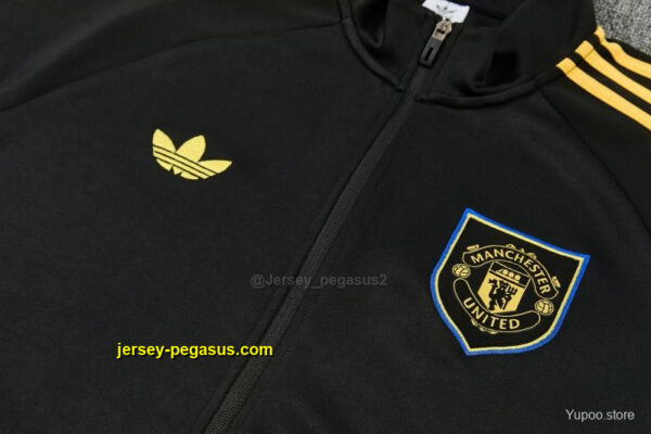 Manchester United Black & Blue Full Zipper Jacket Tracksuit + Long Pants