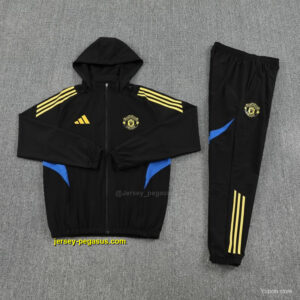 Manchester United Black Full zipper Jacket Tracksuit+ long pants