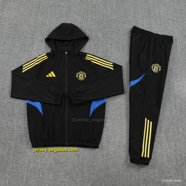 Manchester United Black Full zipper Jacket Tracksuit+ long pants