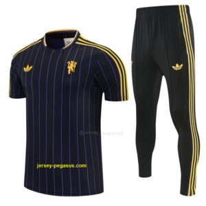 Manchester United Black Short Sleeve Tracksuit + Long Pants