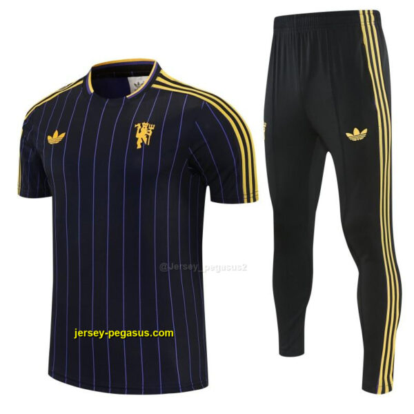Manchester United Black Short Sleeve Tracksuit + Long Pants