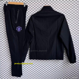 Manchester United Black with Purple Full zipper Jacket Tracksuit+ long pants