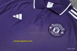 Manchester United Purple Polo Training Shirt + Long Pants Tracksuit