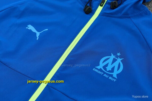 Marseille Blue Full Zipper Hooded Jacket Tracksuit + Long Pants