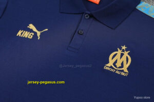 Marseille Navy Blue Polo Training Shirt + Long Pants Tracksuit