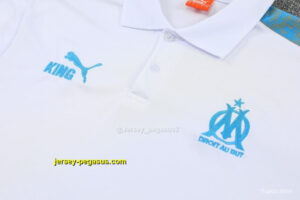 Marseille White Polo Training Shirt + Long Pants Tracksuit