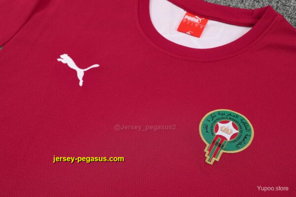 Morocco Red Short Sleeve+Green Soccer Shorts