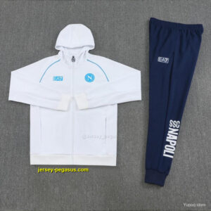 Napoli White Full zipper Jacket Tracksuit+ long pants