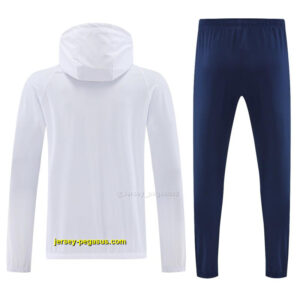 Nike White Full Zipper Hooded Jacket Tracksuit +Black Long Pants