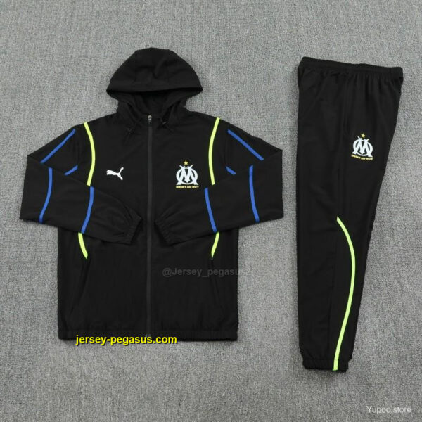Olympique Marseille Black Full zipper Jacket Tracksuit+ long pants