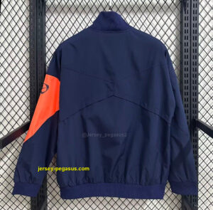 Barcelona Navy Blue with Orange Full Zipper Windbreaker