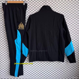 Olympique de Marseille Black with Blue Full zipper Jacket Tracksuit+ long pants