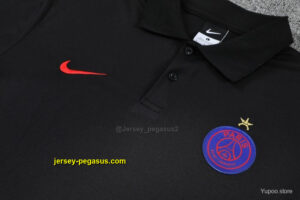 Paris Black Polo Training Shirt + Long Pants Tracksuit