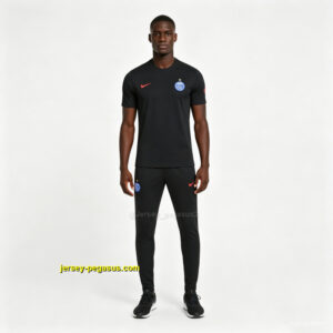 Paris Saint-Germain Black Short Sleeve Tracksuit + Long Pants