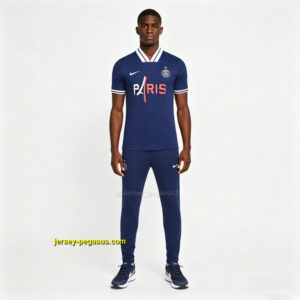 Paris Saint-Germain Navy Blue with PARIS Eiffel Tower Short Sleeve Tracksuit + L