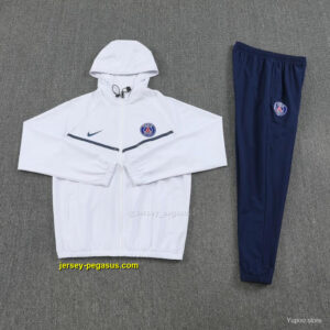 Paris White Full zipper Jacket Tracksuit+ long pants
