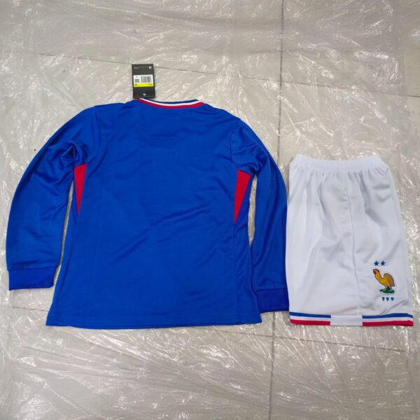 2024 France Home Kid Kits UEFA Euro Long Sleeve Youth Apparels Soccer Jerseys Yu