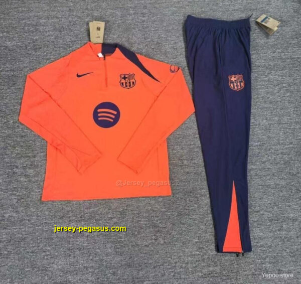 Player Version Kids Barcelona Orange T90 Half Zipper Jacket+Long Pants