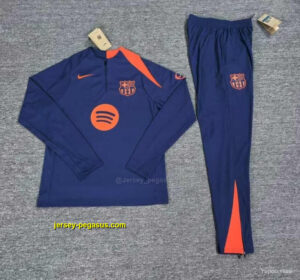 Player Version Kids Barcelona Royal Blue T90 Half Zipper Jacket+Long Pants