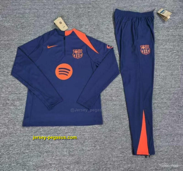 Player Version Kids Barcelona Royal Blue T90 Half Zipper Jacket+Long Pants