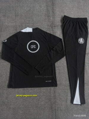 Player Version Kids Chelsea Black T90 Half Zipper Jacket+Long Pants