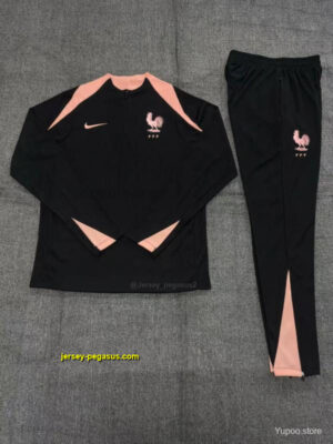 Player Version Kids France Black Half Zipper Jacket+Long Pants