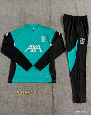 Player Version Kids Liverpool Green AD on Both Sleeves Half Zipper Jacket+Long P