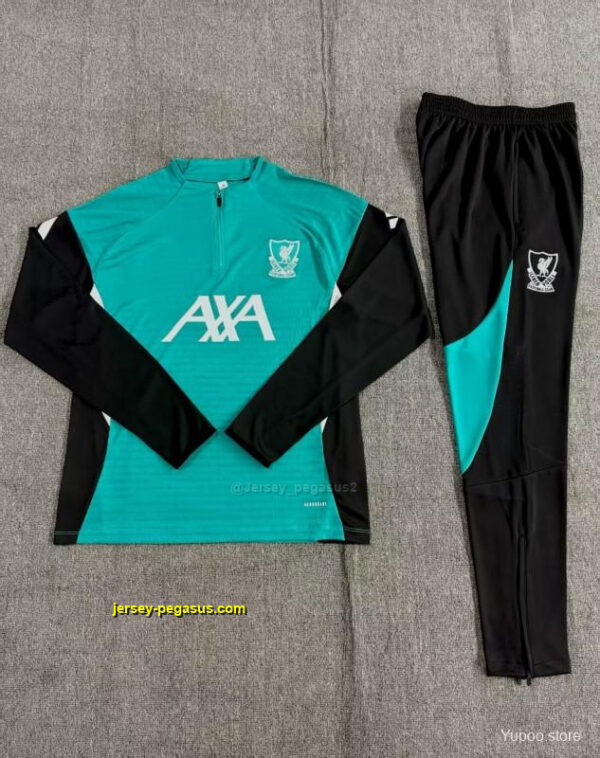 Player Version Kids Liverpool Green AD on Both Sleeves Half Zipper Jacket+Long P
