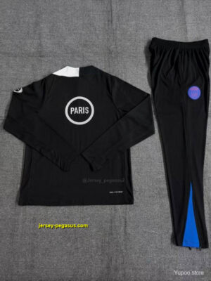 Player Version Kids PSG Black T90 Half Zipper Jacket+Long Pants