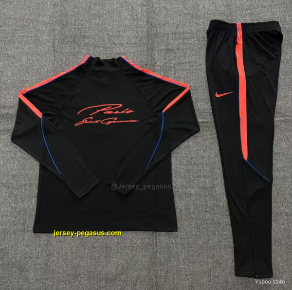 Player Version Kids Paris Black Half Zipper Jacket+Long Pants