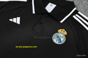 Real Madrid Black Polo Training Shirt + Long Pants Tracksuit