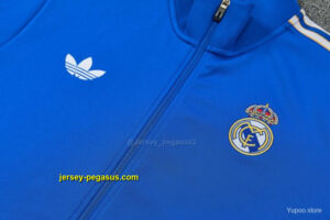 Real Madrid Blue Full Zipper Jacket Tracksuit + Long Pants