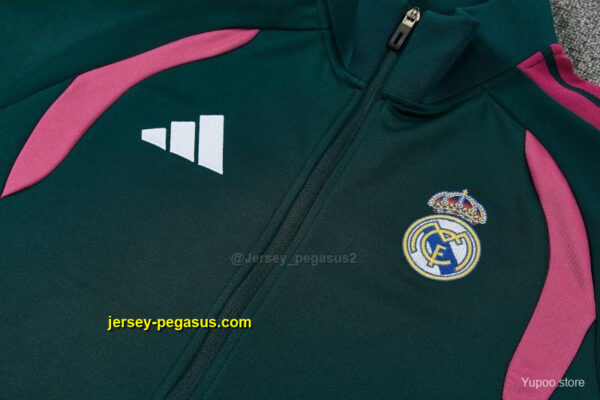 Real Madrid Dark Green Full Zipper Jacket Tracksuit + Long Pants