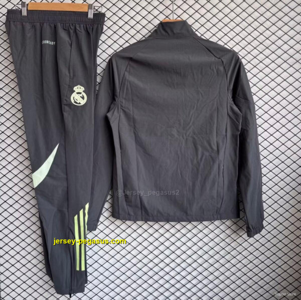 Real Madrid Dark Grey Full zipper Jacket Tracksuit+ long pants