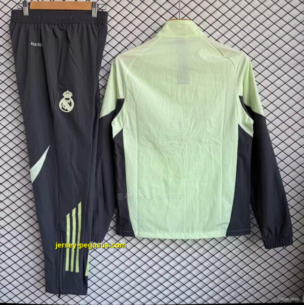 Real Madrid Green with Grey Full zipper Jacket Tracksuit+ long pants