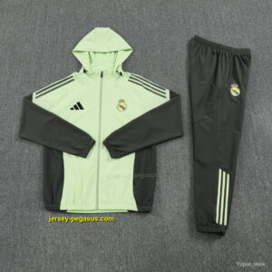 Real Madrid Mint Green Full zipper Jacket Tracksuit+ long pants