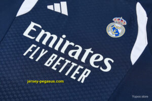 Real Madrid Navy Blue & White Sleeveless Vest Tracksuit + Short Pants