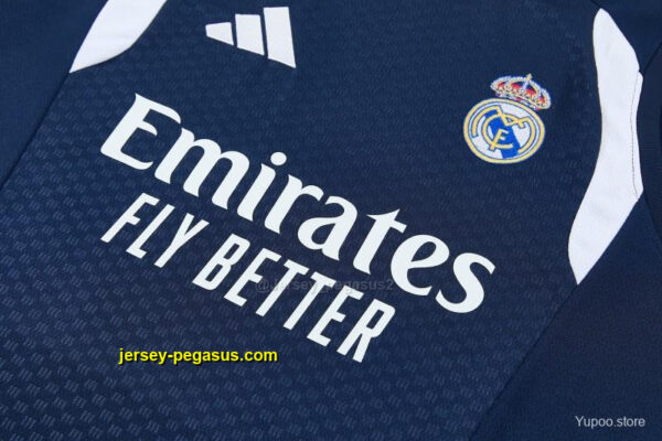 Real Madrid Navy Blue & White Sleeveless Vest Tracksuit + Short Pants