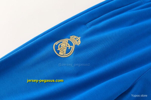 Real Madrid Royal Blue Pullover Hooded Tracksuit + Long Pants