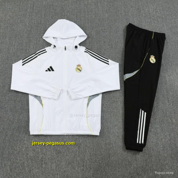 Real Madrid White Full zipper Jacket Tracksuit+ long pants