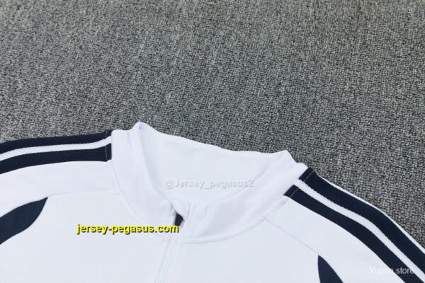Real Madrid White Half Zipper Jacket Tracksuit + Long Pants