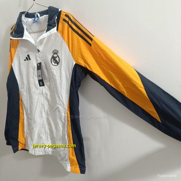 Real Madrid White Hooded Mid-length Jacket