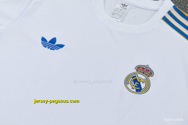 Real Madrid White Short Sleeve Tracksuit + Long Pants