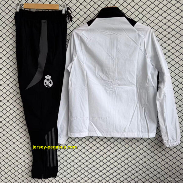 Real Madrid White with Black Full zipper Jacket Tracksuit+ long pants