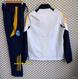 Real Madrid White with Navy Blue Full zipper Jacket Tracksuit+ long pants