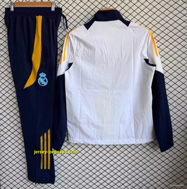 Real Madrid White with Navy Blue Full zipper Jacket Tracksuit+ long pants